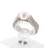 Juweel Ring Wit goud 18 karaat Cultuur parel Briljant '6049-CV-TWDH'  Juweel Ring Wit goud 18 karaat Cultuur parel Briljant '6049-CV-TWDH'