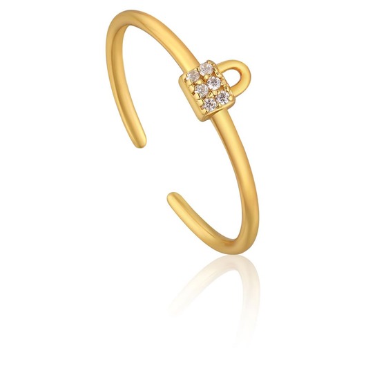 Juweel Ania Haie Under Lock & Key Goldplated Padlock Sparkle Adjustable Ring R032-02G