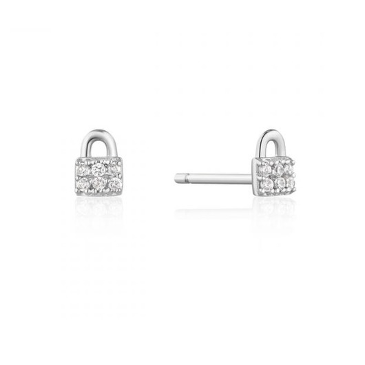 Juweel Ania Haie Under Lock & Key Silver Padlock Sparkle Stud Earrings E032-03H 