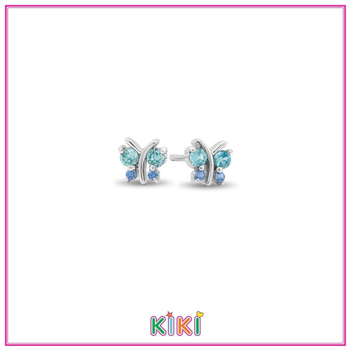 Juweel Kiki oorbellen vlinder blauw 65045P 