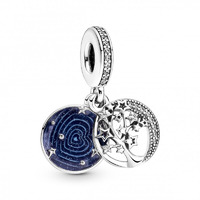 Juweel Pandora Double Dangle Tree & Galaxy Moon Charm 799645C01  Juweel Pandora Double Dangle Tree & Galaxy Moon Charm 799645C01
