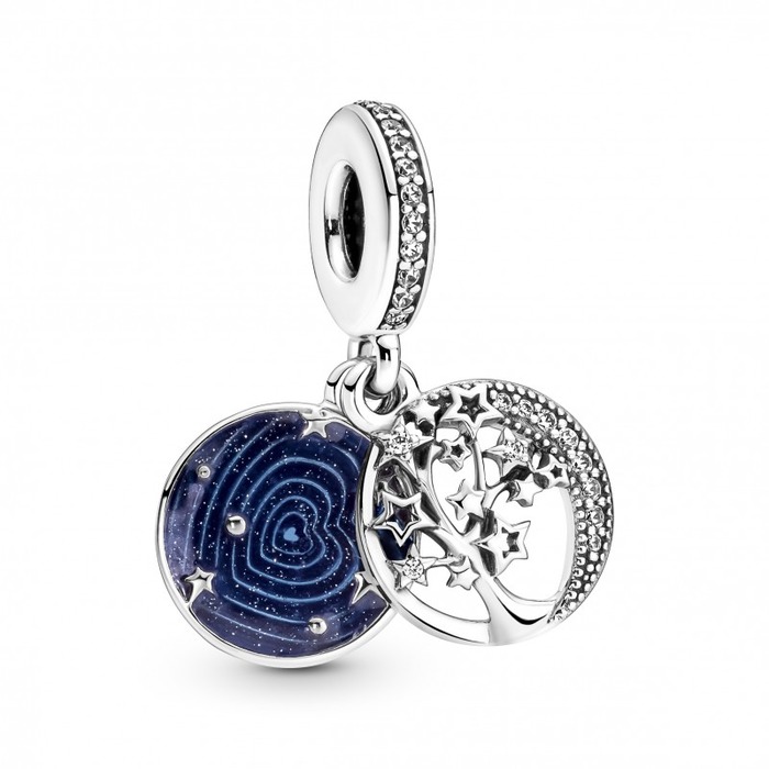Juweel Pandora Double Dangle Tree & Galaxy Moon Charm 799645C01 