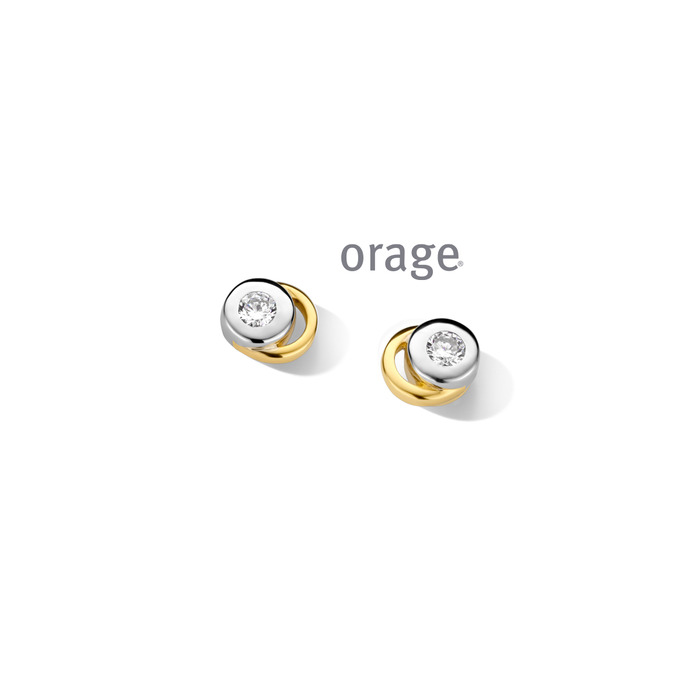 Juweel Orage oorstekers bicolor pleetgoud/zilver AS198 