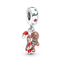 Juweel Pandora Ginger bread man with candy cane 799637C01  Juweel Pandora Ginger bread man with candy cane 799637C01