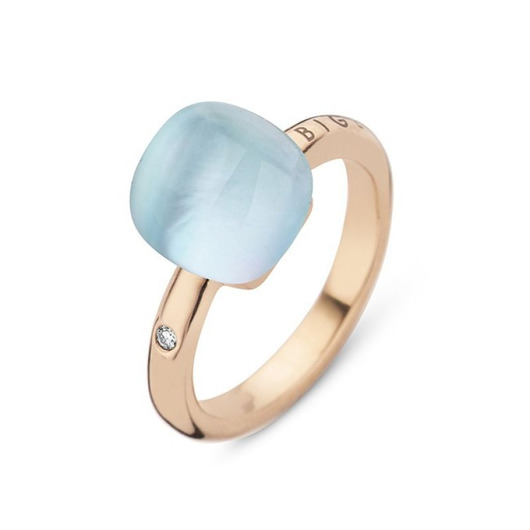 Juweel Bigli Mini Sweety ring rose goud briljant bergkristal met parelmoer en turkoois 20R88Rcrmptu Juweel Bigli Mini Sweety ring rose goud briljant bergkristal met parelmoer en turkoois 20R88Rcrmptu