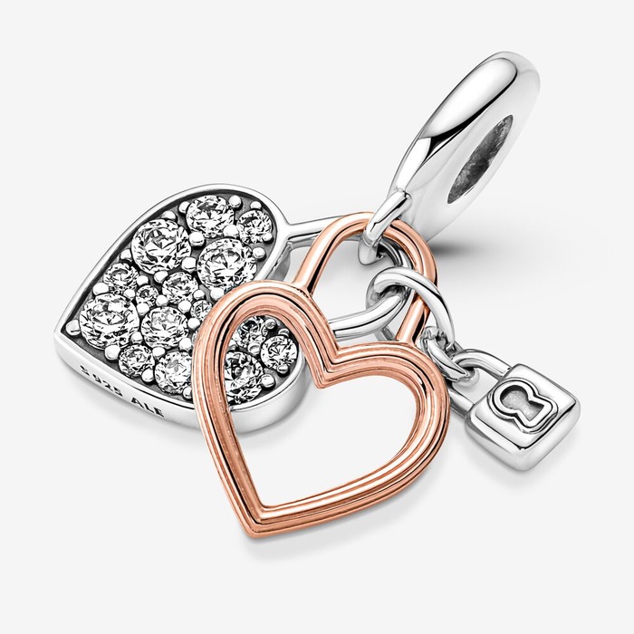 Juweel Pandora Moments Hart Hangslot Dubbele Hangende Bedel 780087C01 