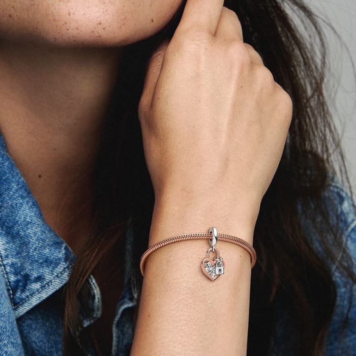 Juweel Pandora Moments Hart Hangslot Dubbele Hangende Bedel 780087C01 