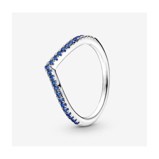 Juweel Pandora Timeless Sprankelend Blauwe Wishbone Ring 196316C02 
