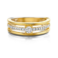 Juweel Silver Rose ring pleetgoud zirconium R2218G Juweel Silver Rose ring pleetgoud zirconium R2218G