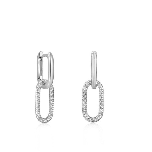 Juweel Ania Haie Ropes & Dreams Silver rope oval drop earrings E036-04H 