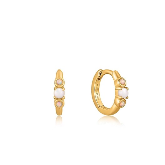 Juweel Ania Haie Rising Star Goldplated Mother of Pearl & Kyoto Opal huggie hoop earrings E034-03G
