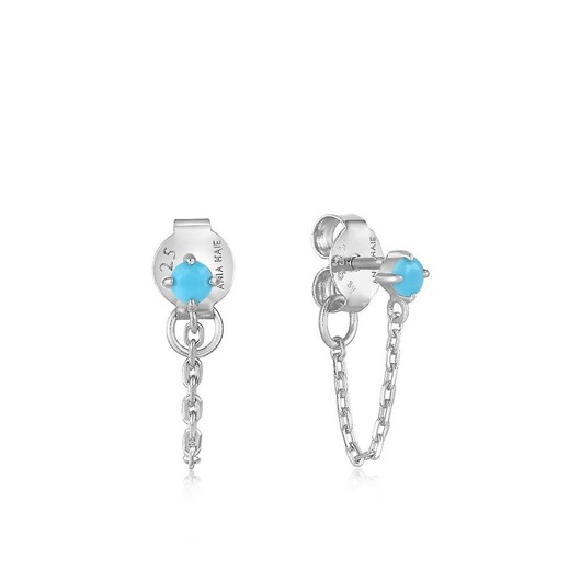 Juweel Ania Haie Into The Blue Silver Turquoise Chain Drop Stud Earrings E033-03H 