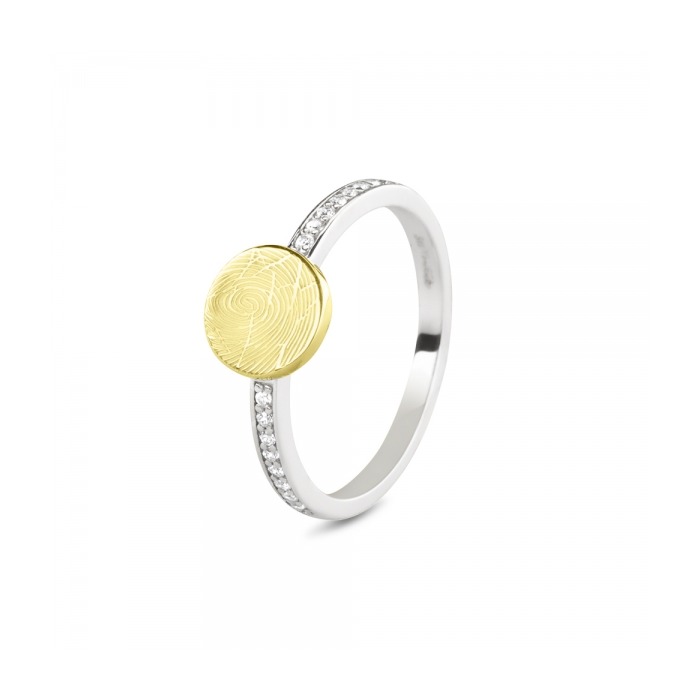 Juweel SEE YOU ZILVER/14K GEEL GOUD VINGERPRINT RING 459SY  