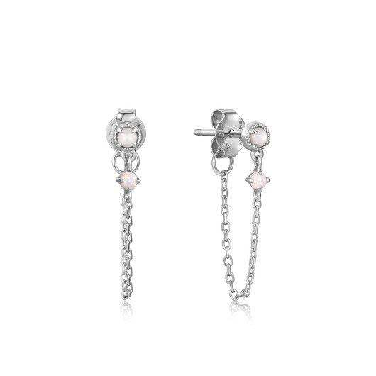 Juweel Ania Haie Rising Star Silver Mother of Pearl & Kyoto Opal chain drop studearrings E034-07H 
