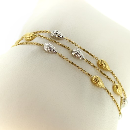 Juweel Collier + armband + oorbellen bicolor goud 18 karaat '61125-1009-TWDH' 