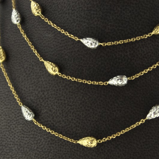 Juweel Collier + armband + oorbellen bicolor goud 18 karaat '61125-1009-TWDH' 