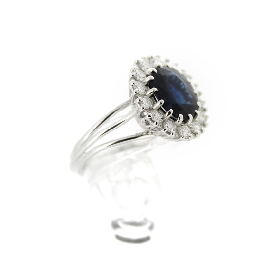 Juweel Ring Witgoud 18 karaat Briljant en Blauwe Saffier '61827-1016-TWDH'