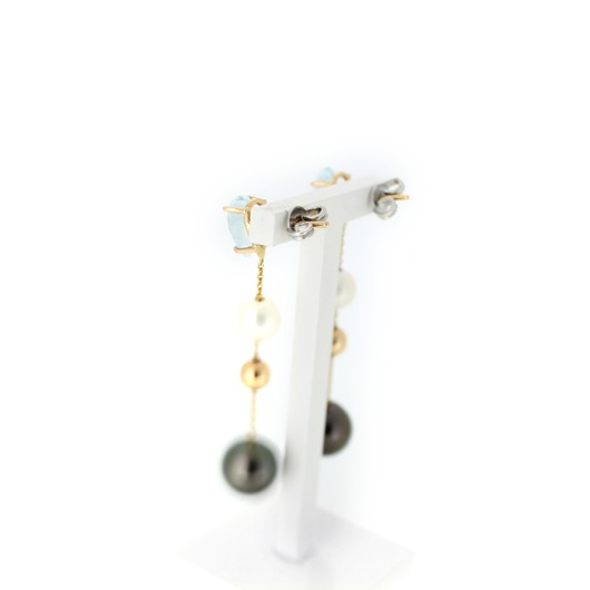 Juweel Oorbellen rosé goud 18 karaat Aquamarijn Tahiti parel '62144-1024-TWDH'