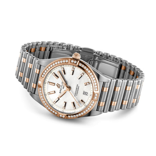 Horloge Breitling Chronomat 32 Quartz diamonds Gold Steel 18K U77310591A2U1 