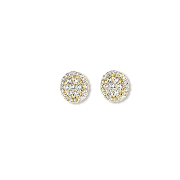 Juweel Beheyt oorstekers cluster 18 karaat geelgoud diamant 93QA09/A/1