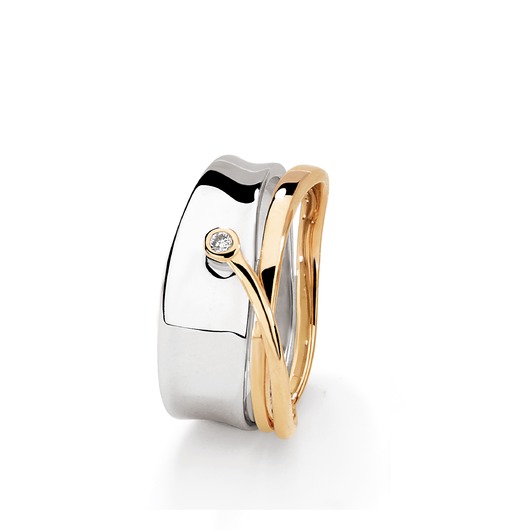 Juweel Beheyt ring 18 karaat bicolor diamant 0A963A Juweel Beheyt ring 18 karaat bicolor diamant 0A963A