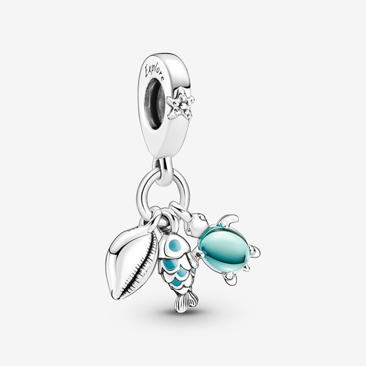 Juweel Pandora Fish, Sea Turtle & Conch Triple Dangle Charm 791697C01 Juweel Pandora Fish, Sea Turtle & Conch Triple Dangle Charm 791697C01