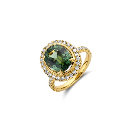 Juweel Clem Vercammen Collection 18K Geelgoud Ring Briljant Mint Tourmaline 4035