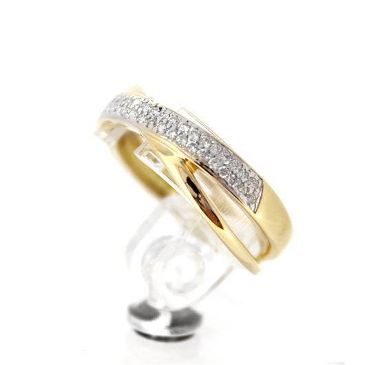 Juweel Ring bicolor wit en geelgoud 18karaat briljant '64079-1047-TWDH'