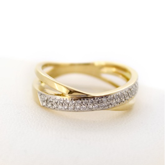 Juweel Ring bicolor wit en geelgoud 18karaat briljant '64079-1047-TWDH'
