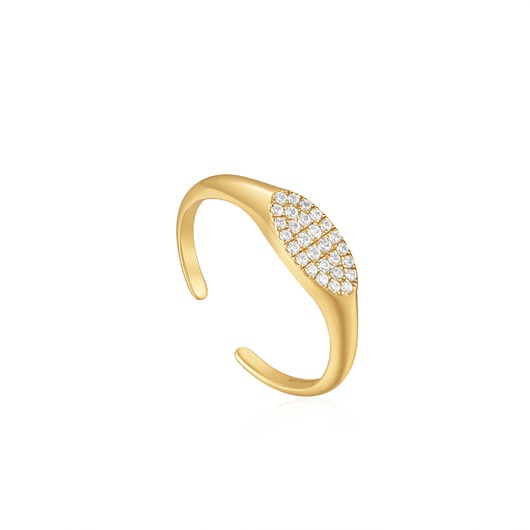 Juweel Ania Haie Glam Rock Goldplated Glam Adjustable Signet Ring R037-02G