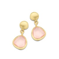 Juweel Femme Adorée oorslingers 18 karaat geelgoud roze kwarts 01S0116/2 Juweel Femme Adorée oorslingers 18 karaat geelgoud roze kwarts 01S0116/2