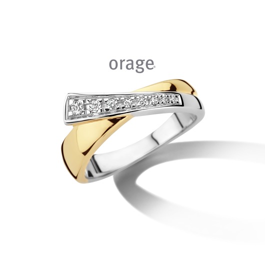 Juweel Orage ring bicolor zilver pleetgoud AT055