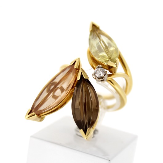 Juweel Ring geelgoud 18 karaat kleurstenen briljant '65898-1077-TWDH'