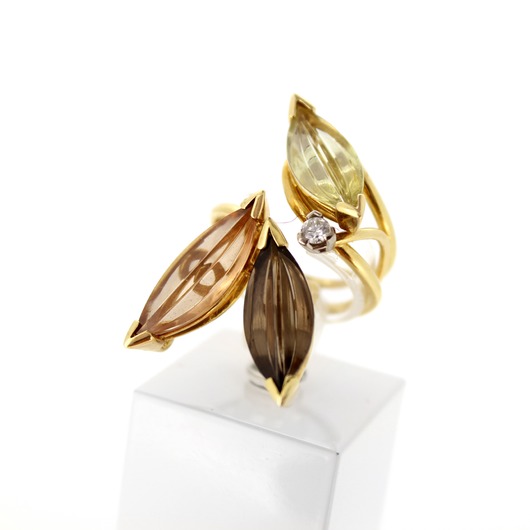 Juweel Ring geelgoud 18 karaat kleurstenen briljant '65898-1077-TWDH'