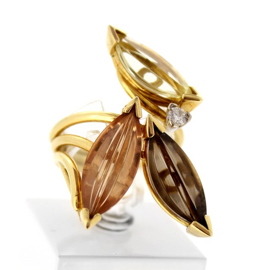 Juweel Ring geelgoud 18 karaat kleurstenen briljant '65898-1077-TWDH'