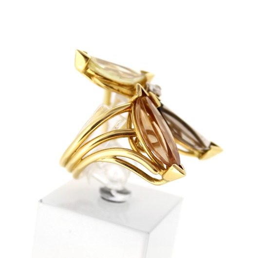 Juweel Ring geelgoud 18 karaat kleurstenen briljant '65898-1077-TWDH'
