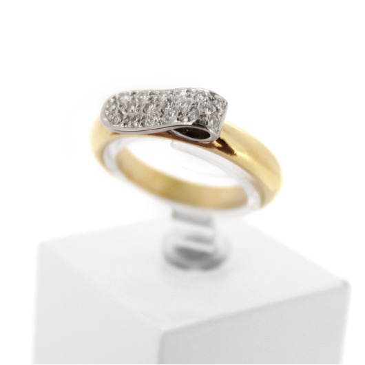 Juweel Ring bicolor goud 18 karaat gezet met briljant '66772-1095-TWDH'