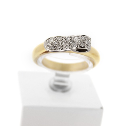 Juweel Ring bicolor goud 18 karaat gezet met briljant '66772-1095-TWDH'