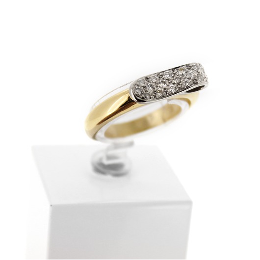 Juweel Ring bicolor goud 18 karaat gezet met briljant '66772-1095-TWDH'