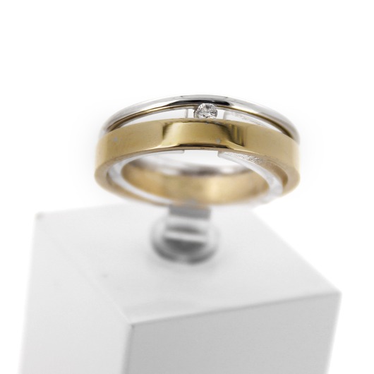 Juweel Ring bicolor wit en geelgoud 18karaat briljant '66773-1094-TWDH'