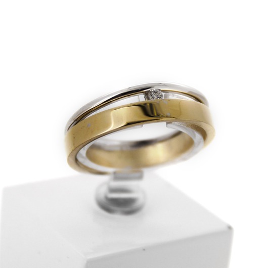 Juweel Ring bicolor wit en geelgoud 18karaat briljant '66773-1094-TWDH'