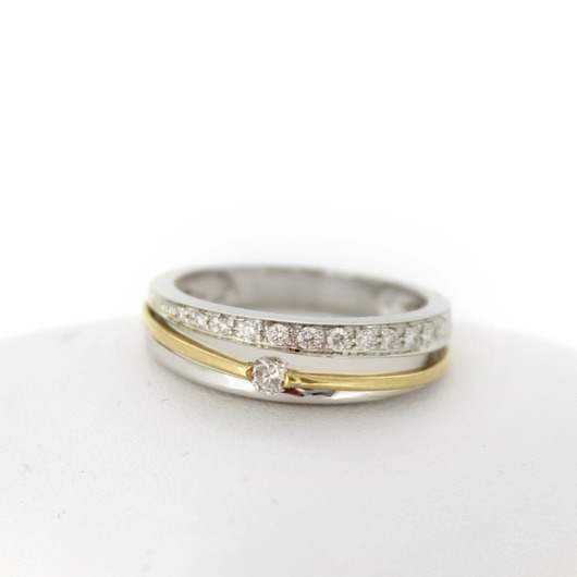 Juweel Ring bicolor wit en geelgoud 18 karaat gezet met briljanten 'CV-1107-TWDH'