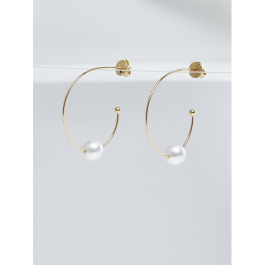 Juweel Yana Nesper Hoop Earrings 18k yellow gold, Akoya Round White AP104-7