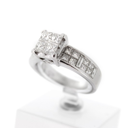 Juweel Ring witgoud 18 karaat gezet met briljanten princess cut '67044-1130-TWDH'