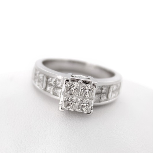 Juweel Ring witgoud 18 karaat gezet met briljanten princess cut '67044-1130-TWDH'
