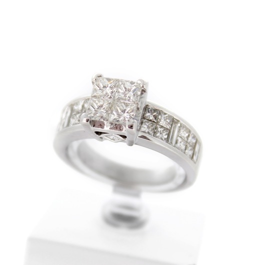 Juweel Ring witgoud 18 karaat gezet met briljanten princess cut '67044-1130-TWDH'