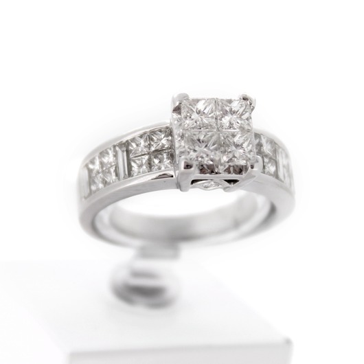 Juweel Ring witgoud 18 karaat gezet met briljanten princess cut '67044-1130-TWDH'