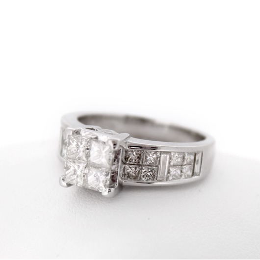 Juweel Ring witgoud 18 karaat gezet met briljanten princess cut '67044-1130-TWDH'