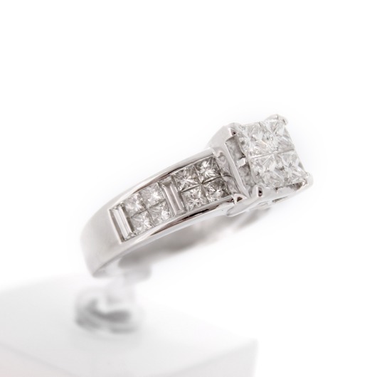 Juweel Ring witgoud 18 karaat gezet met briljanten princess cut '67044-1130-TWDH'