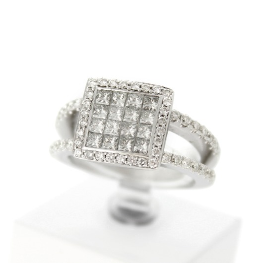 Juweel Ring witgoud 18 karaat gezet met briljanten '67045-1129-TWDH'
